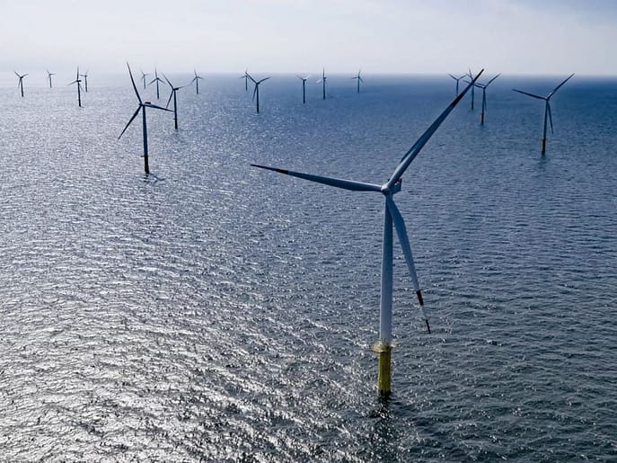 Offshore wind turbines along the coast of Shanghai