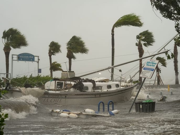 Aerial view of hurricane damage in affected areas